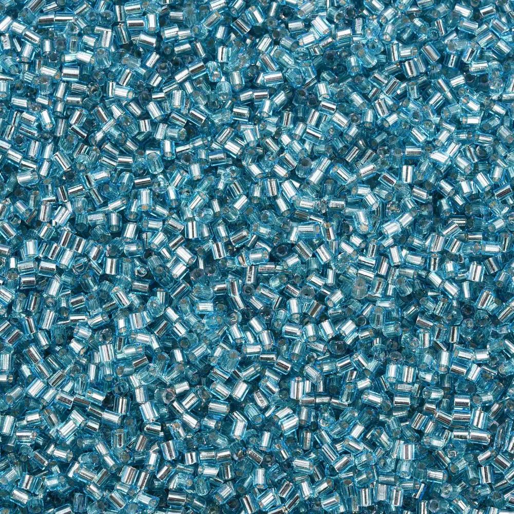 Sky Blue Glass Bugle Beads, Transparent, Silver Lined, 1.8~2.2x1.8~2mm, Hole: 0.8~0.9mm, 30gm