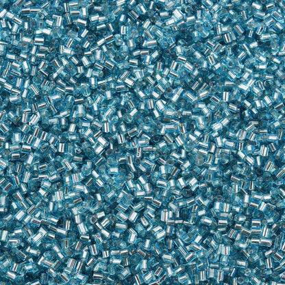 Sky Blue Glass Bugle Beads, Transparent, Silver Lined, 1.8~2.2x1.8~2mm, Hole: 0.8~0.9mm, 30gm