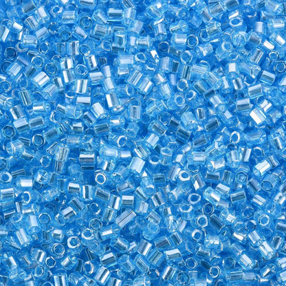 Sky Blue Glass Bugle Beads, Transparent Lustre, 2.5-3mm long, 1mm hole, 30gm approx 1000 beads