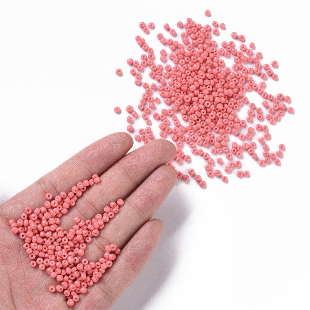 Glass Seed Beads Colour Coral, 8/0, 3mm, Hole: 1mm 50gm bag Jewellery Making Supplies (Copy)