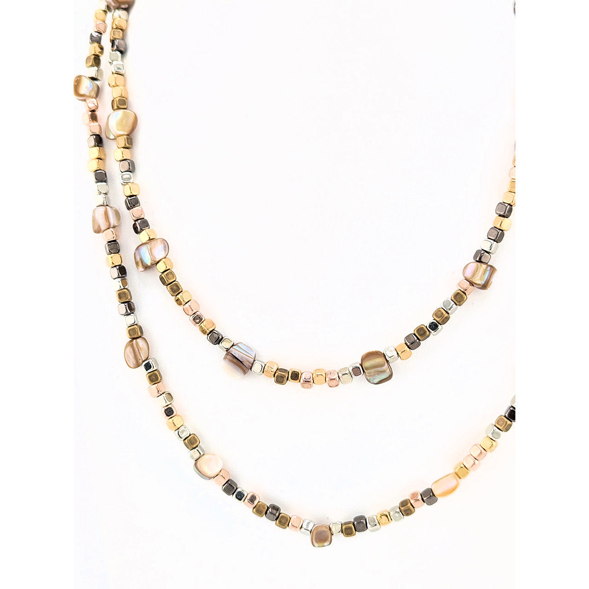 Natural Freshwater Shell Nugget Bead Double Strand Necklace