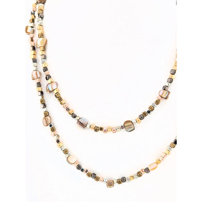 Natural Freshwater Shell Nugget Bead Double Strand Necklace