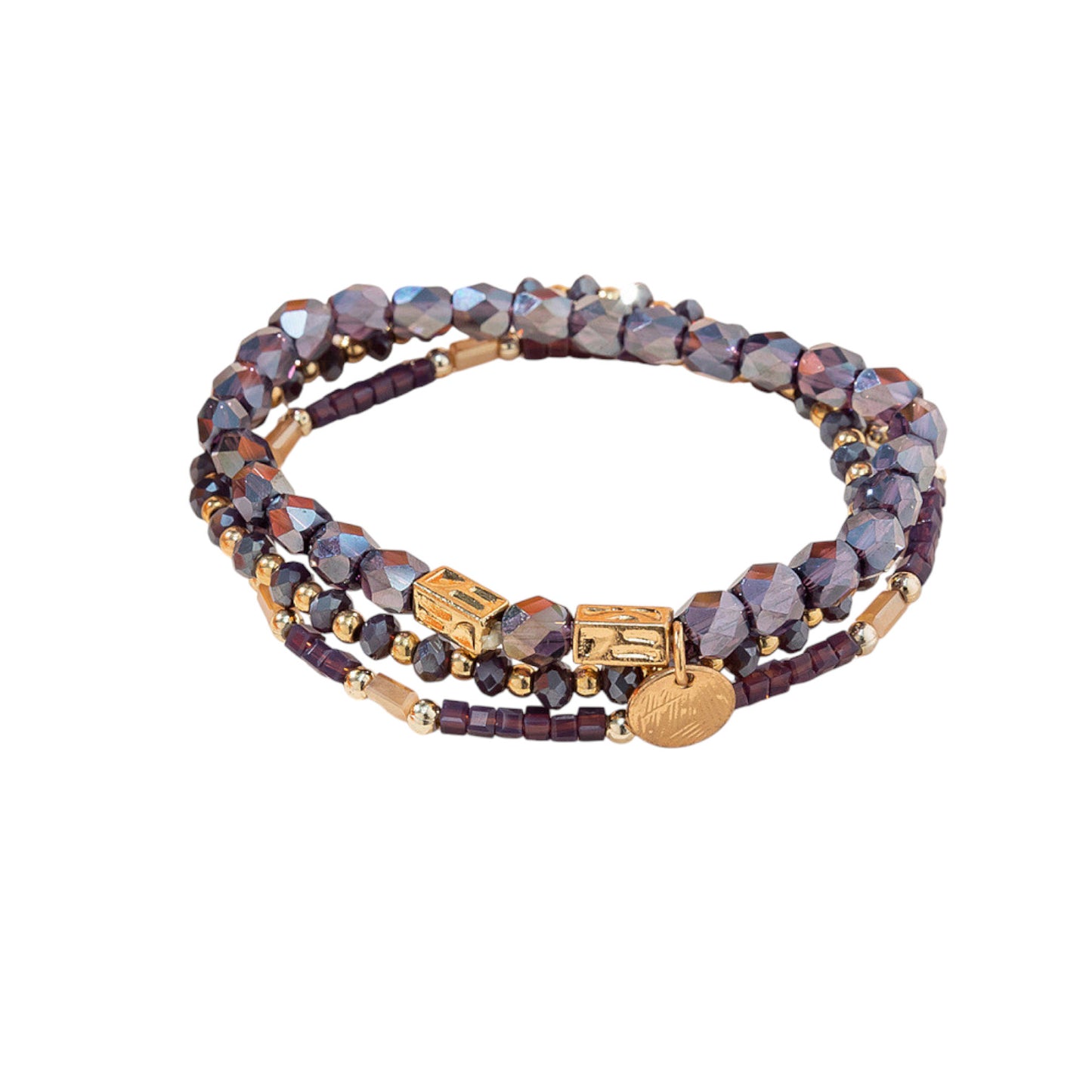 Colourful Crystal Stack Stretch Bracelets set of three - Bohemian Style