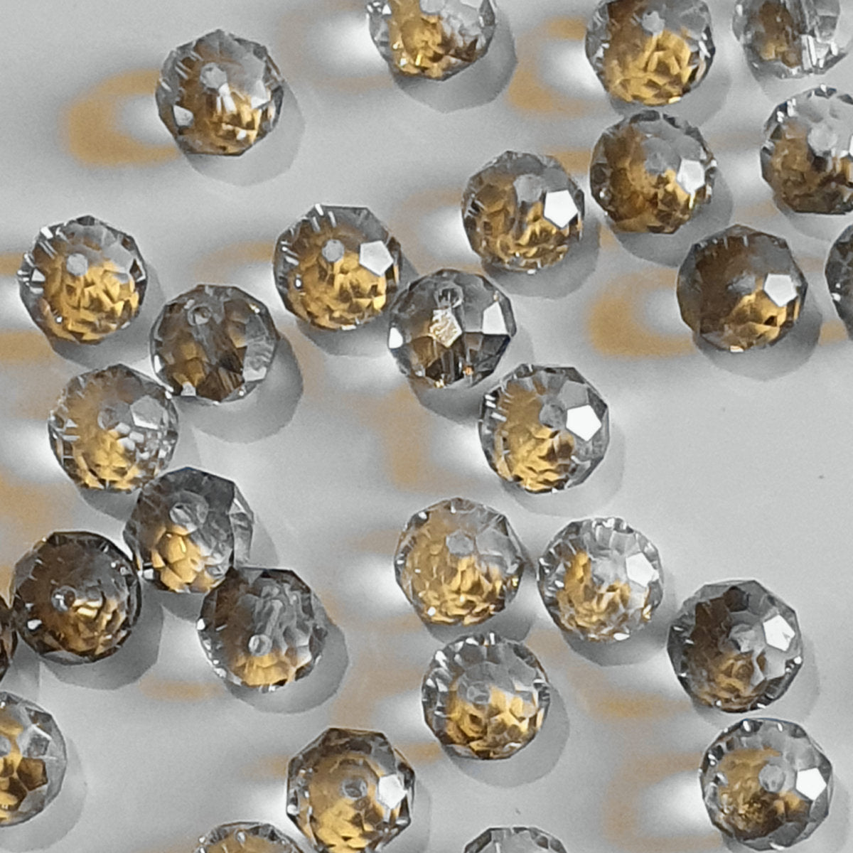 Round Crystal Beads Faceted, Clear Light Smoke Grey, 10mm, pack of 35x Jewellery Craft