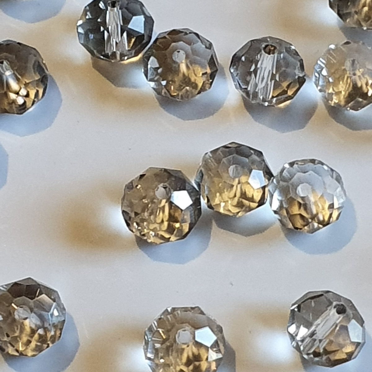 Round Crystal Beads Faceted, Clear Light Smoke Grey, 10mm, pack of 35x Jewellery Craft