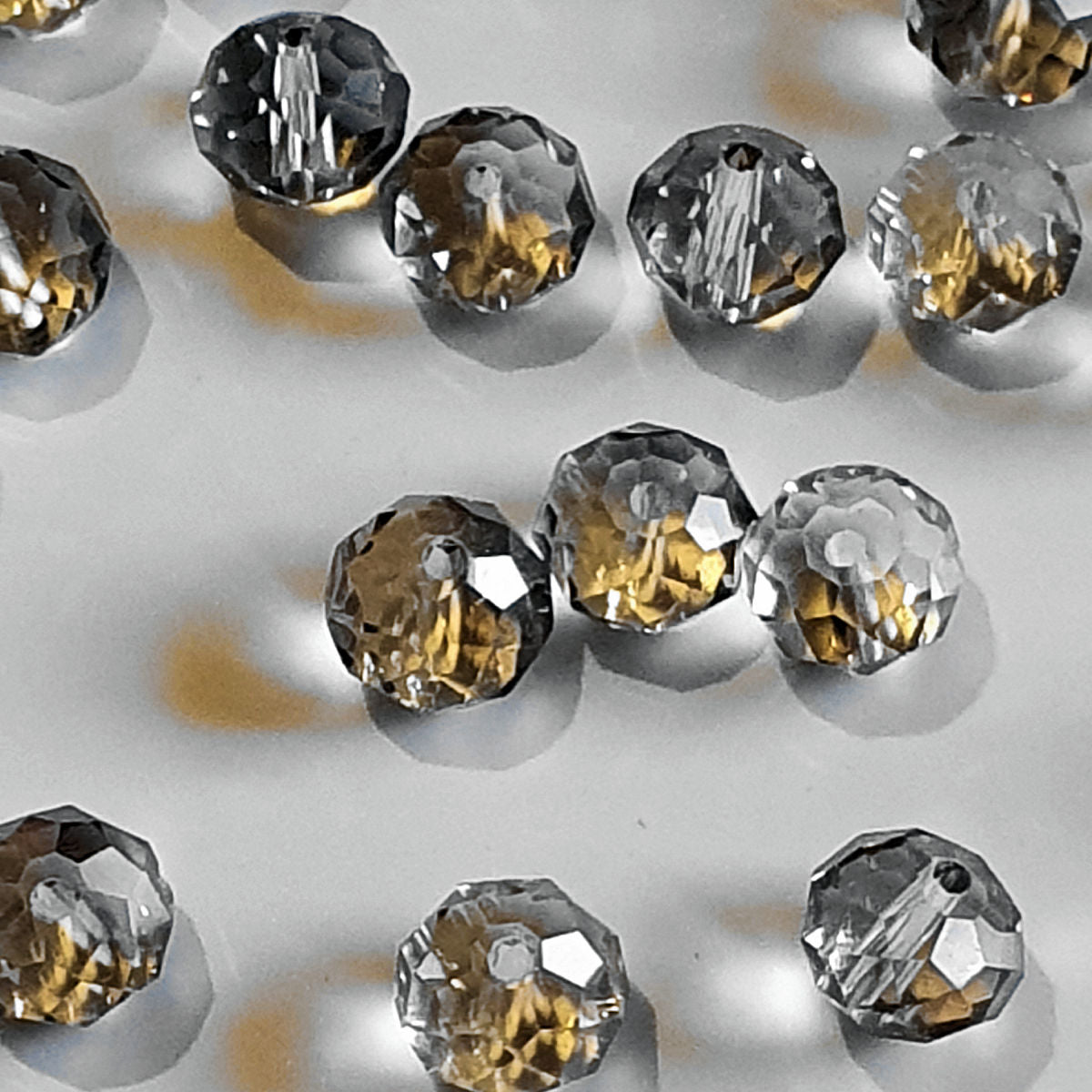 Round Crystal Beads Faceted, Clear Light Smoke Grey, 10mm, pack of 35x Jewellery Craft