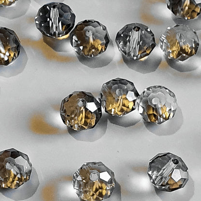 Round Crystal Beads Faceted, Clear Light Smoke Grey, 10mm, pack of 35x Jewellery Craft