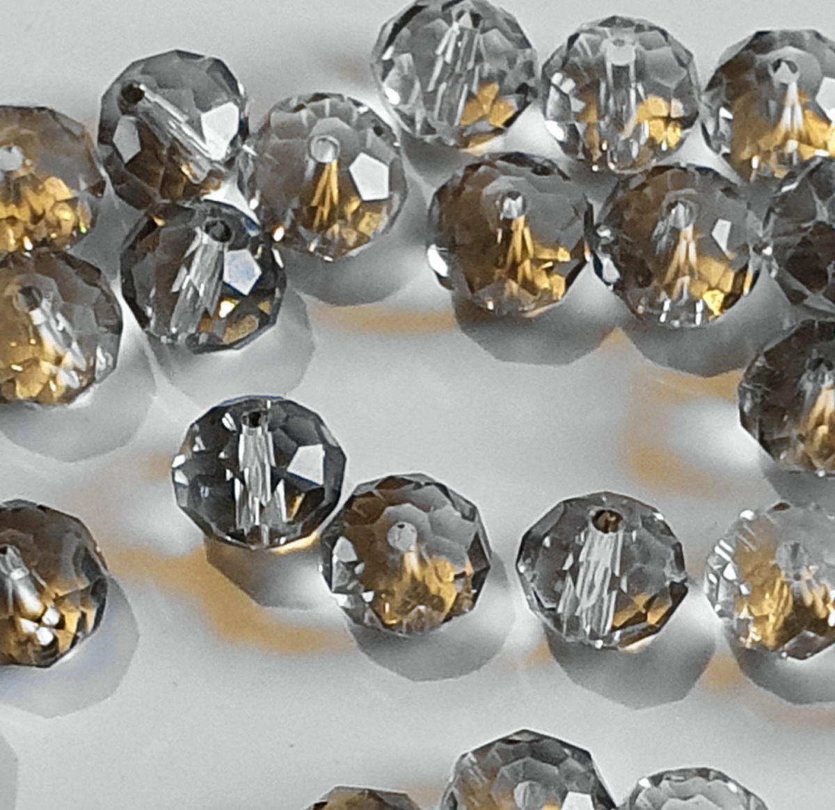Round Crystal Beads Faceted, Clear Light Smoke Grey, 10mm, pack of 35x Jewellery Craft