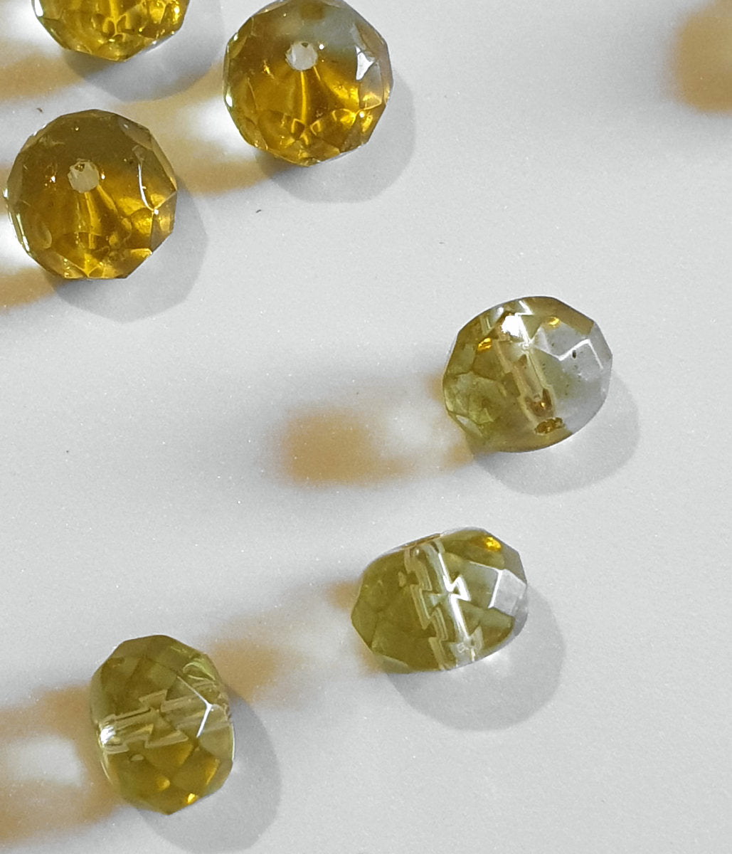 Crystal Rondelle Beads, Golden, Faceted, 8mm, pack of 50x, Jewellery Craft