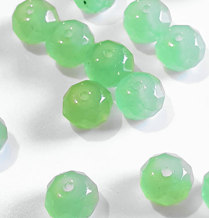 Crystal Jade Green Rondelle Beads, Faceted, 8mm, pack of 50x Jewellery Craft