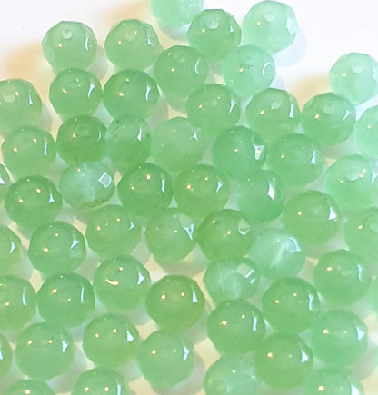 Crystal Jade Green Rondelle Beads, Faceted, 8mm, pack of 50x Jewellery Craft