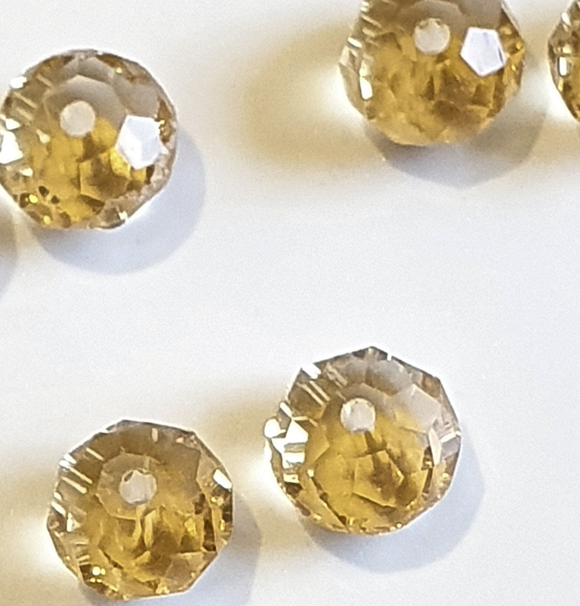 Crystal Light Amber Gold Clear Rondelle Beads, Faceted, 8mm, pack of 50x Jewellery Craft