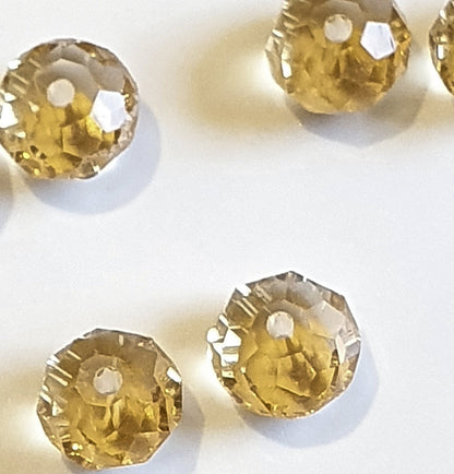Crystal Light Amber Gold Clear Rondelle Beads, Faceted, 8mm, pack of 50x Jewellery Craft