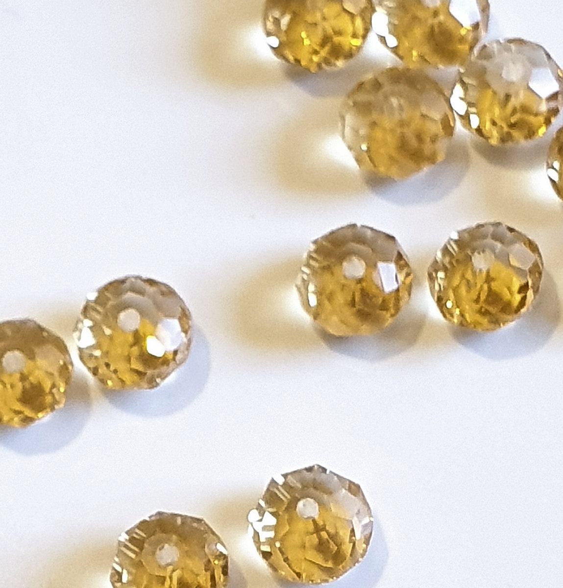 Crystal Light Amber Gold Clear Rondelle Beads, Faceted, 8mm, pack of 50x Jewellery Craft