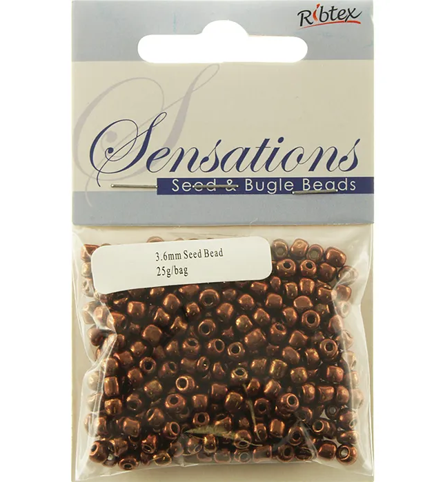 Glass Seed Beads Copper colour 3.6mm size 6/0 25g