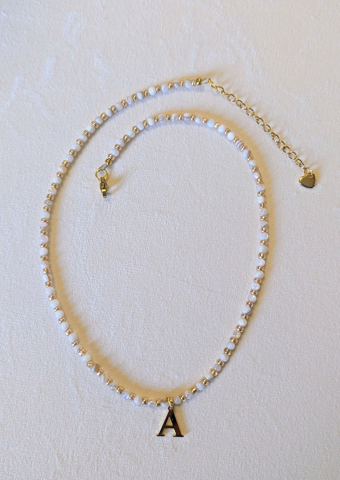 Natural Shell Necklace with Gold Plated Initial Alphabet Letter, personalised, gift for her