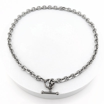 T Bar Necklace Chunky Chain Front Fastening Toggle Bar Necklace non-tarnish
