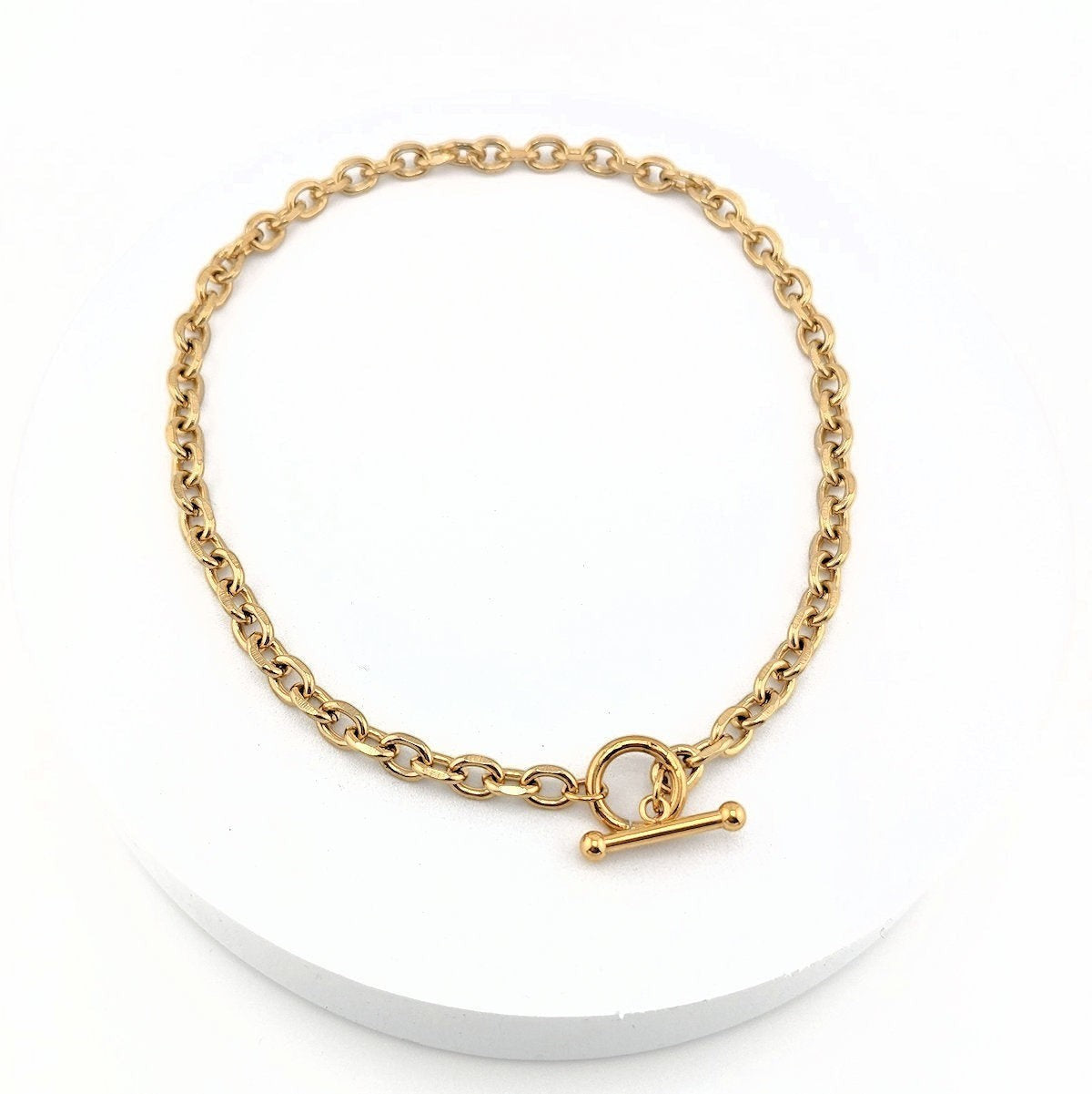 T Bar Necklace Chunky Chain Front Fastening Toggle Bar Necklace hypo-allergenic