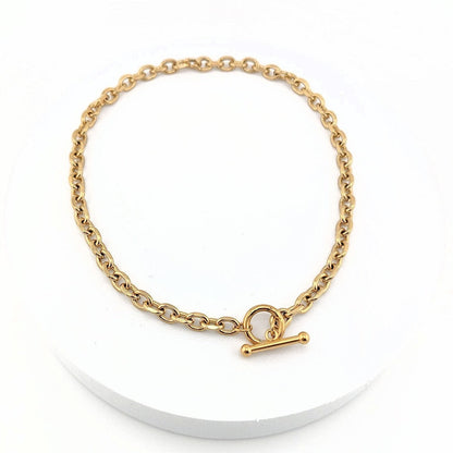 T Bar Necklace Chunky Chain Front Fastening Toggle Bar Necklace hypo-allergenic