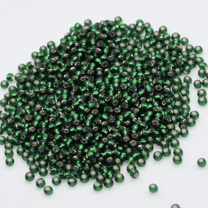 Toho Glass Seed Beads, 11/0 2.2mm,  #36 Emerald Green Silver Lined, 7gm approx 730 beads, 0.7mm hole
