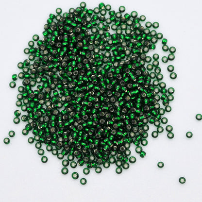 Toho Glass Seed Beads, 11/0 2.2mm,  #36 Emerald Green Silver Lined, 7gm approx 730 beads, 0.7mm hole