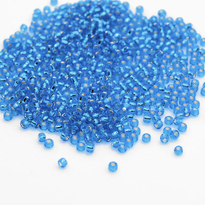 oho Glass Seed Beads, 11/0 2.2mm,  #23C Aquamarine  Silver Lined, 7gm approx 730 beads, 0.7mm hole
