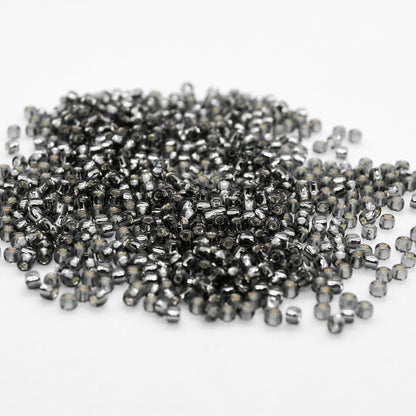 Toho Glass Seed Beads, 11/0 2.2mm,  #29B Dark Silver Grey, Silver Lined, 7gm approx 730 beads, 0.7mm hole