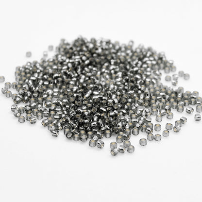 Toho Glass Seed Beads, 11/0 2.2mm,  #29B Dark Silver Grey, Silver Lined, 7gm approx 730 beads, 0.7mm hole