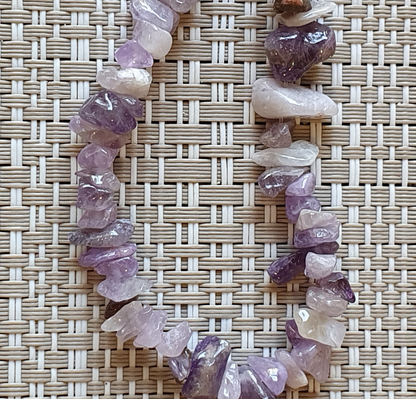 Amethyst Chips Beads, Strung 20cm, chips, Semiprecious stones, Jewellery Craft