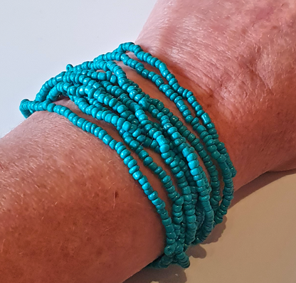 Seed Bead Bracelets, Teal, Stretch, Multi Pack of 5 or 10, Ready to Wear - handmade jewellery