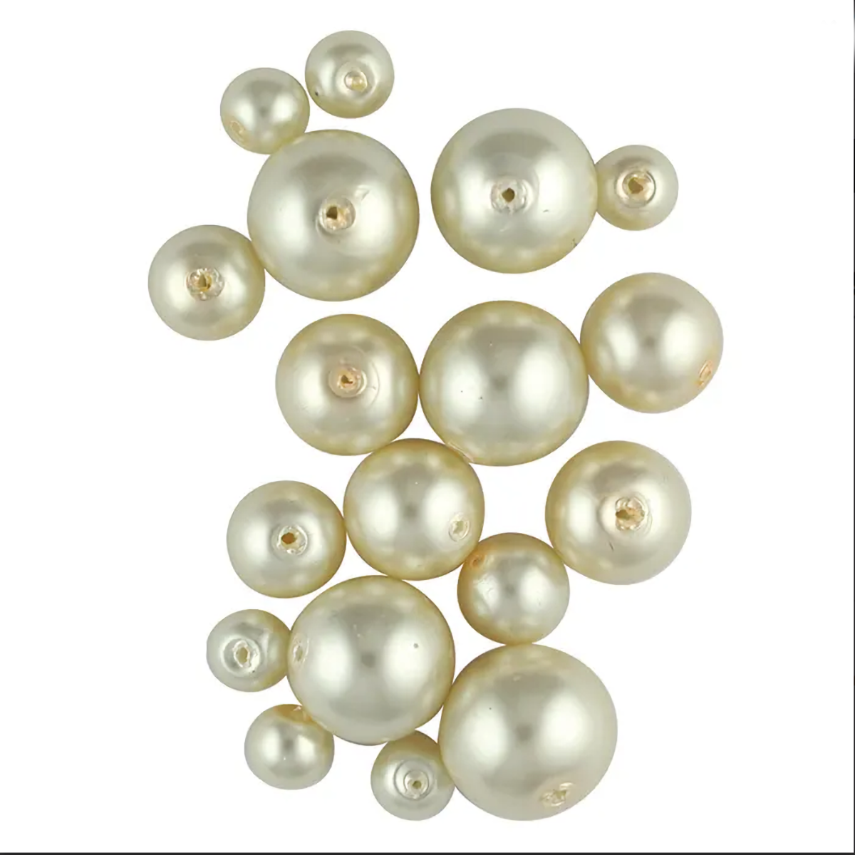 Glass Beads Pearl Cream Mix Round Pack of 49 range 4mm to 10mm Jewellery Craft