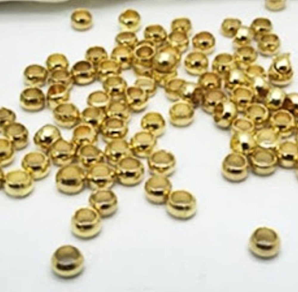 Crimp Beads, Round, Gold, 2mm Pack of 140, Jewellery Making, Craft, Jewellery Findings