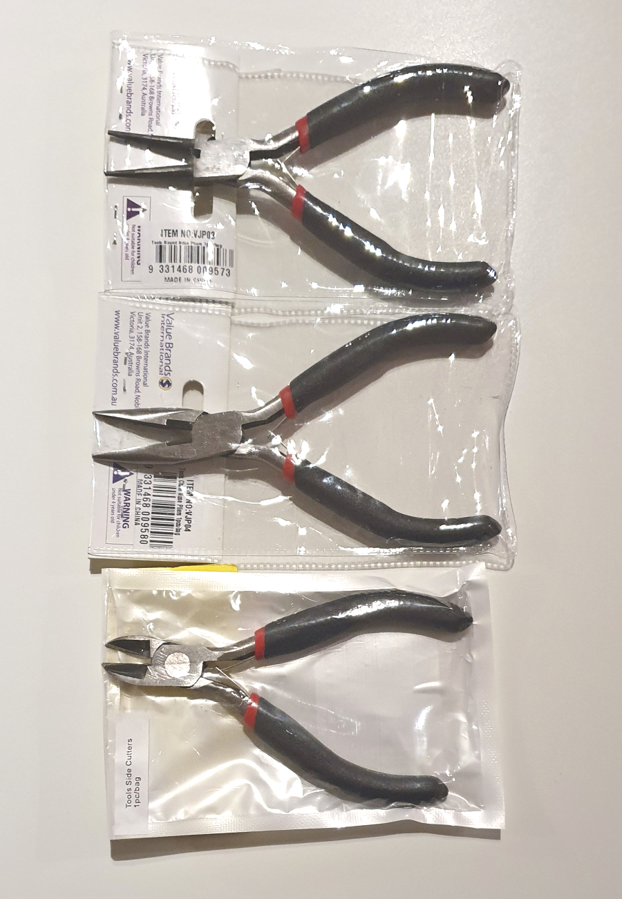 Jewellery Making Tool Set of 3 Side Cutters, Round Nose Pliers, Chain Nose Pliers