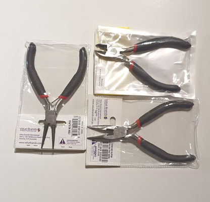 Jewellery Making Tool Set of 3 Side Cutters, Round Nose Pliers, Chain Nose Pliers