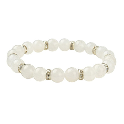 Natural Gemstone Round Beaded Stretch Bracelet, Green Aventurine, Malaysia Jade, White Jade, Rose Quartz, Amethyst