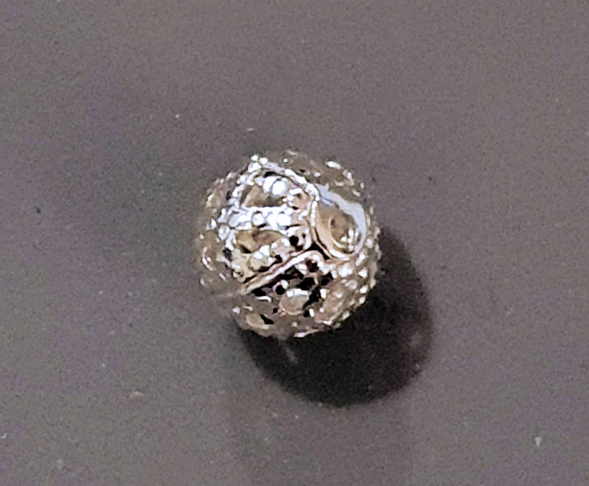 Filigree Spacer Beads, Silver Plated, Round, 8mm 0.5mm hole, Pack of 30x, Jewellery making beads