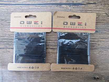 Nylon Beading Cord Black jewellery stringing cord 2mm and 5mm 2m long