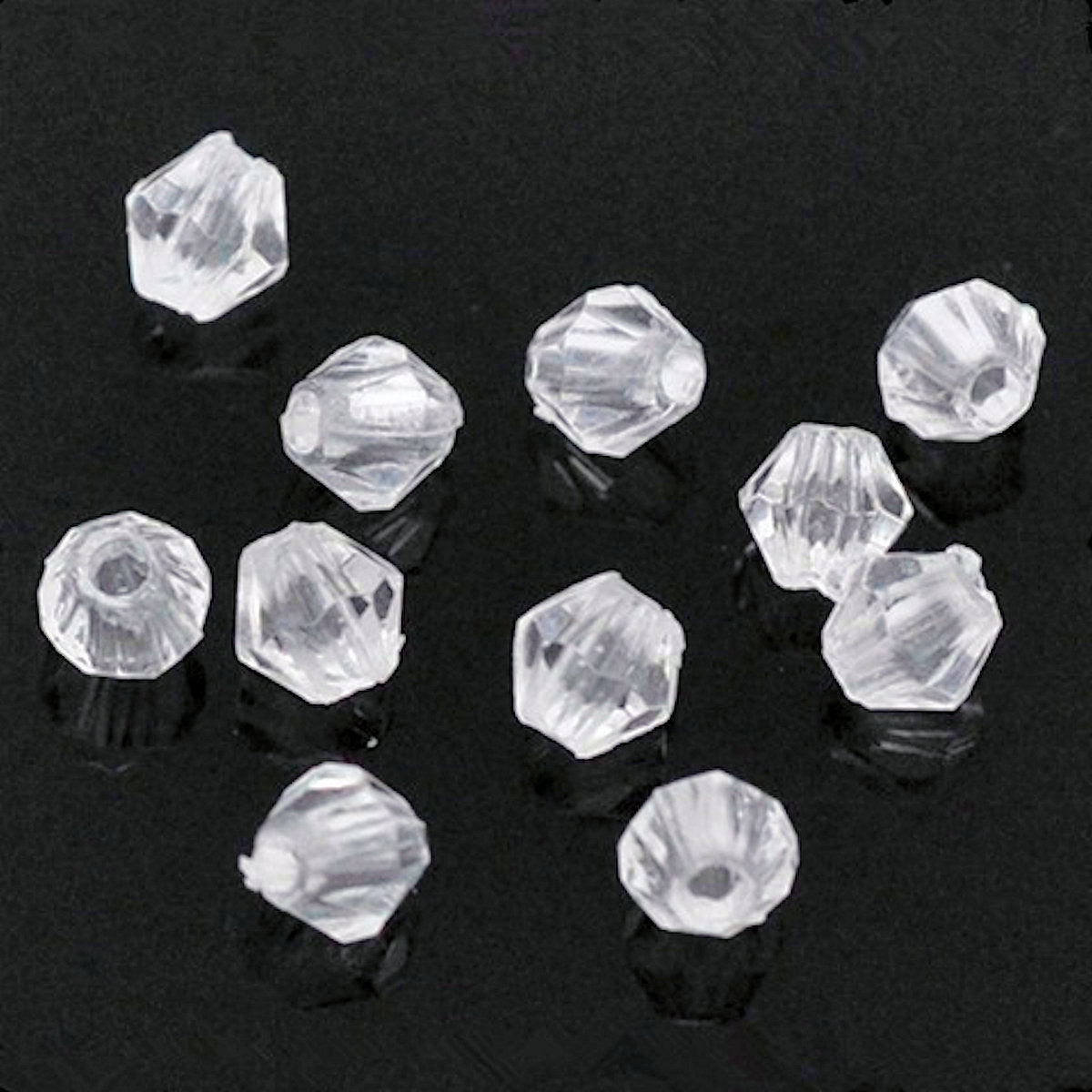 Bicone Acrylic Clear Beads, Faceted, 6mm 1.5mm hole, Pack of 200x Jewellery Craft