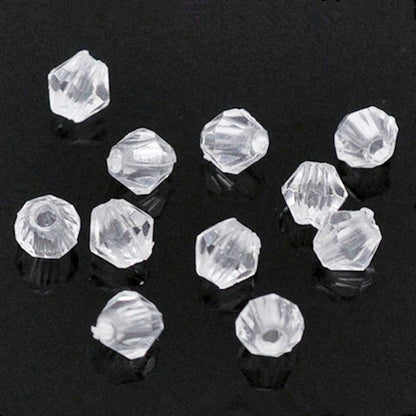 Bicone Acrylic Clear Beads, Faceted, 6mm 1.5mm hole, Pack of 200x Jewellery Craft