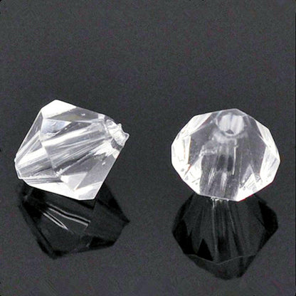 Bicone Acrylic Clear Beads, Faceted, 6mm 1.5mm hole, Pack of 200x Jewellery Craft