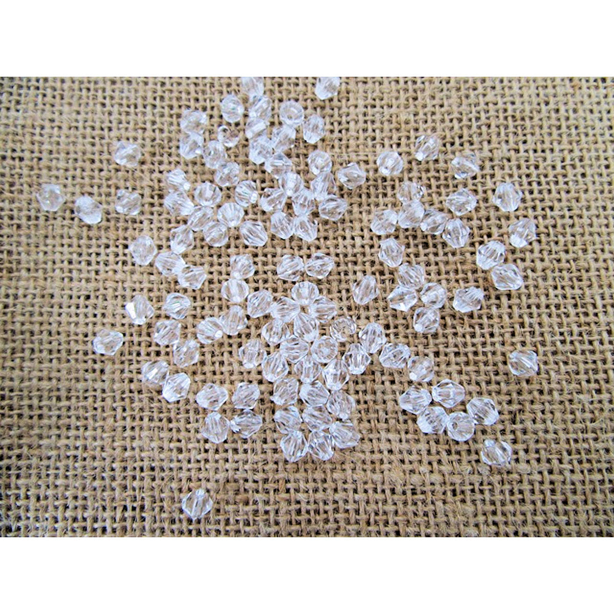 Bicone Beads Clear 6mm Acrylic Faceted 1mm hole Pack of 100x Jewellery Craft