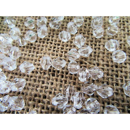 Bicone Beads Clear 6mm Acrylic Faceted 1mm hole Pack of 100x Jewellery Craft