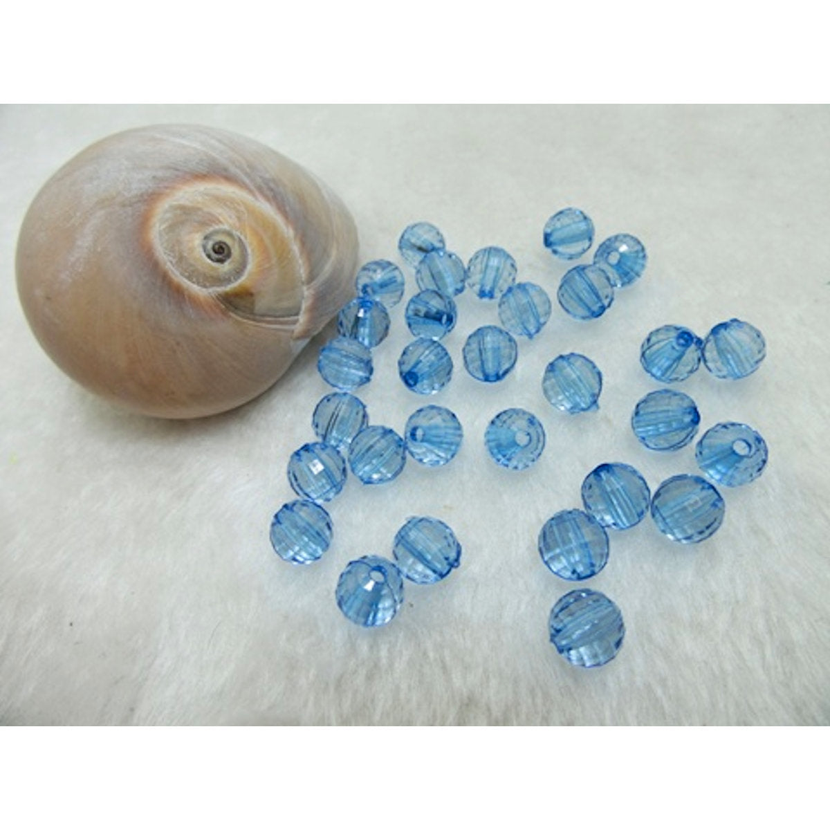 Round 8mm Beads Light Blue Acrylic Faceted 50x Jewellery Making