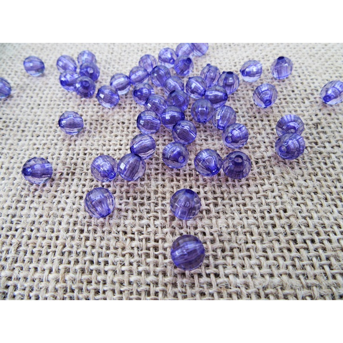 8mm Round Beads Purple Acrylic Faceted 50x Jewellery Making
