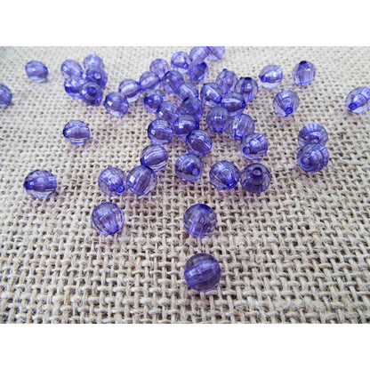 8mm Round Beads Purple Acrylic Faceted 50x Jewellery Making