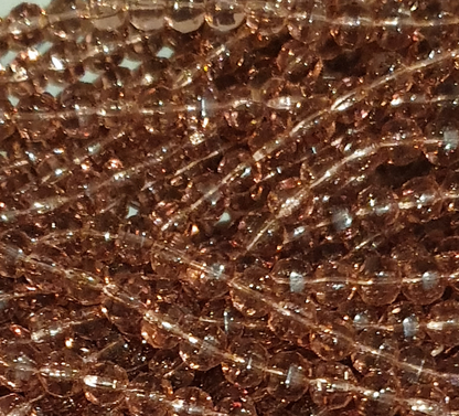 Glass Beads Round Light Brown (Pinkish) Faceted beads 6mm Approx 60x