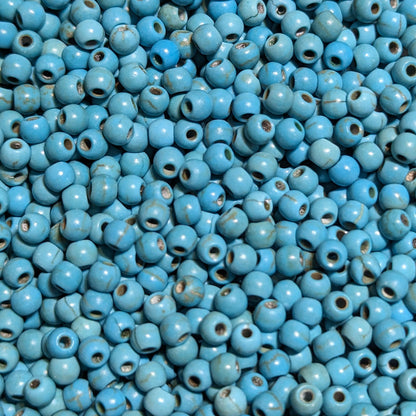 Turquoise Seed Beads, Round Opaque, 3mm with 1mm hole, 40g, wooden, Jewellery Making, Beading