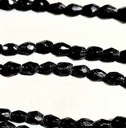 Black Glass Beads Faceted Tear Drop 4x7mm Strand approx 50X 1mm hole Jewellery