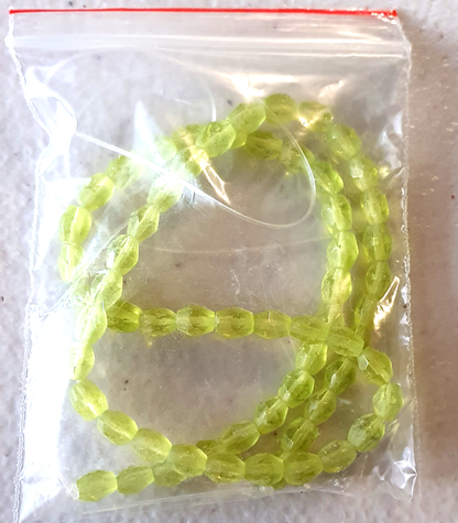 Glass Beads Lime Green Faceted 6mm x 4.2mm Strand approx 60X 1mm hole Jewellery