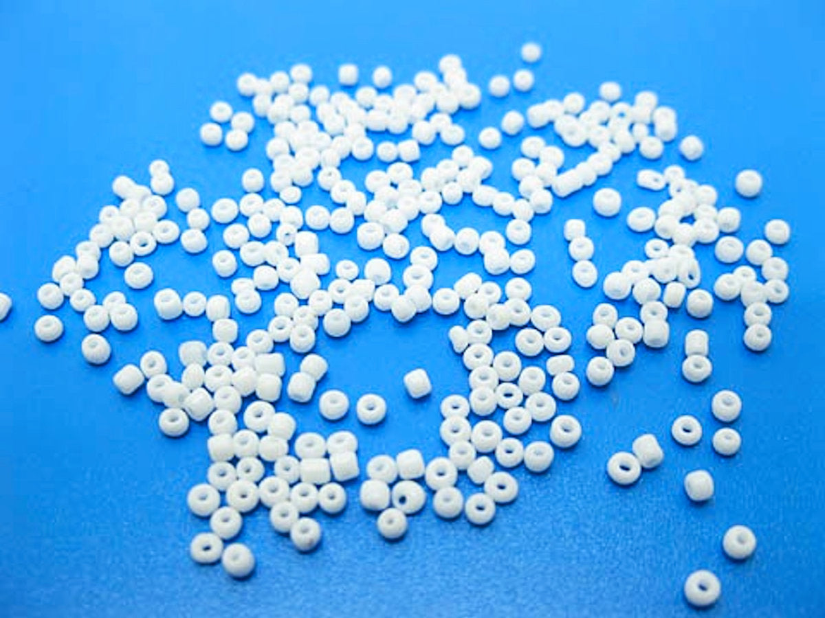 Glass Seed Beads White Opaque Size 10/0 2mm, 40gm approx 2700 beads